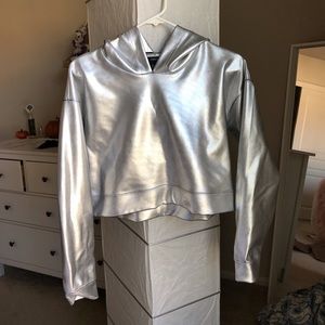 Silver metallic hoodie (Only worn once!) ✨